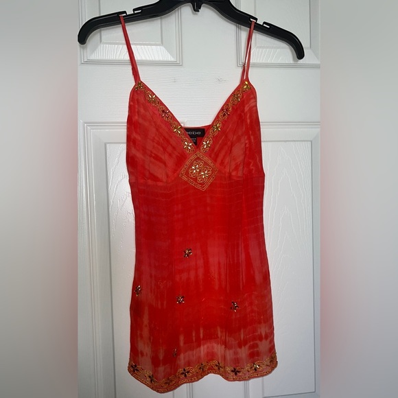 bebe Tops - 🧡Bebe 100% Silk Tie Dye Beaded Tank